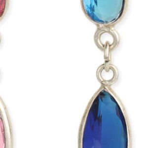 Two Tone Crystal Marquis Dangle Earrings - Blue